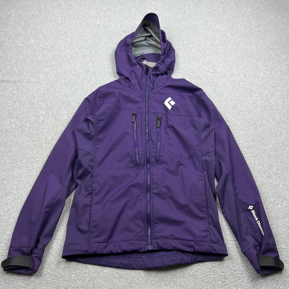 Black Diamond Dawn Patrol Hybrid Shell Jacket Mens Small Purple Hooded Schoeller - Picture 1 of 14